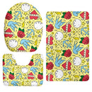 Set Of 3PCS Safe Slip Resistant Flannel Bath Mat With Toilet Rug & Seat Cover Entrance Door Bathroom Coffee Study Kitchen Bed Decor Cartoon