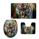 Set Of 3PCS Safe Slip Resistant Flannel Bath Mat With Toilet Rug & Seat Cover Entrance Door Bathroom Coffee Study Kitchen Bed Decor Tiger