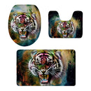 Set Of 3PCS Safe Slip Resistant Flannel Bath Mat With Toilet Rug & Seat Cover Entrance Door Bathroom Coffee Study Kitchen Bed Decor Tiger