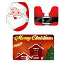 Set Of 3PCS Safe Slip Resistant Flannel Bath Mat With Toilet Rug & Seat Cover Entrance Door Bathroom Coffee Study Kitchen Bed Decor Christmas