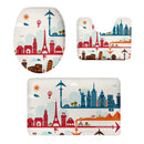 Set Of 3PCS Safe Slip Resistant Flannel Bath Mat With Toilet Rug & Seat Cover Entrance Door Bathroom Coffee Study Kitchen Bed Decor Christmas
