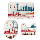 Set Of 3PCS Safe Slip Resistant Flannel Bath Mat With Toilet Rug & Seat Cover Entrance Door Bathroom Coffee Study Kitchen Bed Decor Christmas
