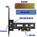 M.2 PCI-E NGFF SSD 2242 2260 2280 M Key X4 NG PCIe Gen3 x4 Adapter Card
