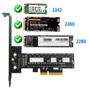 M.2 PCI-E NGFF SSD 2242 2260 2280 M Key X4 NG PCIe Gen3 x4 Adapter Card