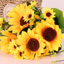 Artificial Sunflower Bouquet Helianthus Annuus for Home Hotel Decor - Yellow