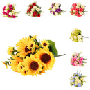 Artificial Sunflower Bouquet Helianthus Annuus for Home Hotel Decor - Yellow