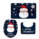 Bath Mat Toilet Cover Bathroom Christmas Non-Slip Pedestal Rug 3Pc/Set, Santa Claus