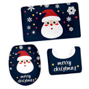 Bath Mat Toilet Cover Bathroom Christmas Non-Slip Pedestal Rug 3Pc/Set, Santa Claus