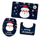Bath Mat Toilet Cover Bathroom Christmas Non-Slip Pedestal Rug 3Pc/Set, Santa Claus