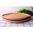 Natural Wooden Japanese Style Cuisine Rubber Wood Serve Tray Leaf Shape
