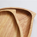 Natural Wooden Japanese Style Cuisine Rubber Wood Serve Tray Leaf Shape
