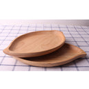 Natural Wooden Japanese Style Cuisine Rubber Wood Serve Tray Leaf Shape