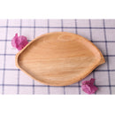 Natural Wooden Japanese Style Cuisine Rubber Wood Serve Tray Leaf Shape