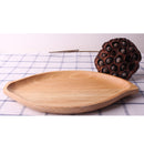 Natural Wooden Japanese Style Cuisine Rubber Wood Serve Tray Leaf Shape