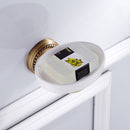 Bathroom Accessory Brass Soap Storage Dish Holder + Ceramic Dish for Shower