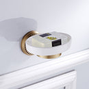 Bathroom Accessory Brass Soap Storage Dish Holder + Ceramic Dish for Shower