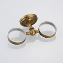 Toothbrush Cup Holder Bathroom Hardware with Double Ceramic Cups Hanger