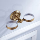 Toothbrush Cup Holder Bathroom Hardware with Double Ceramic Cups Hanger