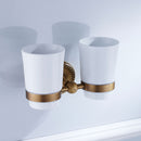 Toothbrush Cup Holder Bathroom Hardware with Double Ceramic Cups Hanger
