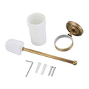 Bathroom Wall Mounted Brass Toilet Clean Brush Holder with Ceramic Cup Set