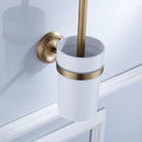 Bathroom Wall Mounted Brass Toilet Clean Brush Holder with Ceramic Cup Set