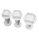 Set of 3 Square Fondant Cake Plunger Sugarcraft Cutters Shape Decorating