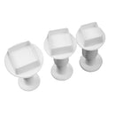 Set of 3 Square Fondant Cake Plunger Sugarcraft Cutters Shape Decorating
