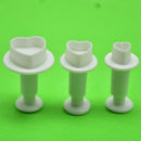 3x Fondant Cake Cookie Plunger Cutter Sugarcraft Heart Shape Mold DIY Tools