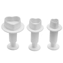 3x Fondant Cake Cookie Plunger Cutter Sugarcraft Heart Shape Mold DIY Tools