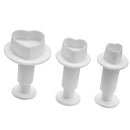 3x Fondant Cake Cookie Plunger Cutter Sugarcraft Heart Shape Mold DIY Tools