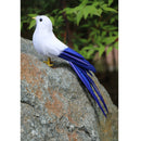Realistic Artificial Feather Animal Bird Garden Figurine Decor Blue Tail