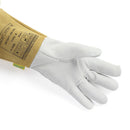 Cabretta Leather Welding Gloves - Heat/Fire Resistant, Perfect for Gardening/Oven/Grill/Mig/Stove/Pot Holder/ Tig Welder/BBQ -White& Yellow