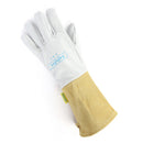 Cabretta Leather Welding Gloves - Heat/Fire Resistant, Perfect for Gardening/Oven/Grill/Mig/Stove/Pot Holder/ Tig Welder/BBQ -White& Yellow
