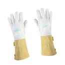 Cabretta Leather Welding Gloves - Heat/Fire Resistant, Perfect for Gardening/Oven/Grill/Mig/Stove/Pot Holder/ Tig Welder/BBQ -White& Yellow