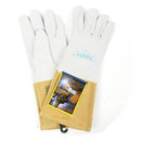 Cabretta Leather Welding Gloves - Heat/Fire Resistant, Perfect for Gardening/Oven/Grill/Mig/Stove/Pot Holder/ Tig Welder/BBQ -White& Yellow
