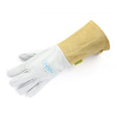 Cabretta Leather Welding Gloves - Heat/Fire Resistant, Perfect for Gardening/Oven/Grill/Mig/Stove/Pot Holder/ Tig Welder/BBQ -White& Yellow