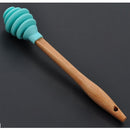Silicone Honey Dipper Stick Spoon Wood Drizzler Server for Jar Dispenser