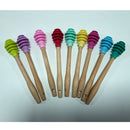 Silicone Honey Dipper Stick Spoon Wood Drizzler Server for Jar Dispenser