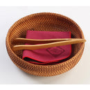 Handmade Round Woven Bread Roll Basket Fruits Bowl Storage Tray Container