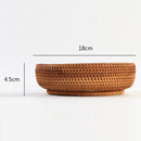 Handmade Round Woven Bread Roll Basket Fruits Bowl Storage Tray Container