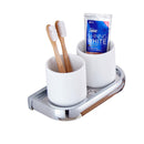 Boothbrush Holder - Strong Stainless Steel Toothpaste and Holder for Bathroom & Kitchen - Can be Mounted on Clean Flat Smooth Surface - (Chrome)