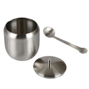Stainless Steel Condiment Seasoning Containers Pots with Spoons & Lid