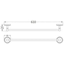 1 piece Home Hotel Bathroom Antique 610mm Wall Single Towel Rail Rack Bar Round Robe Holder