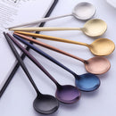 Long-handled ice tea spoon, cocktail stir spoons, stainless steel coffee spoons, Colored ice cream scoop