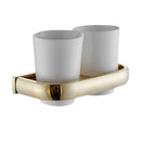New Home Bathroom Wall Mount Toothbrush Brush Holder Stand with 2 Ceramic Cups