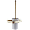 Antique Style Golden Brass Bathroom Toilet Brush Set Holder Brush with Ceramic Cup