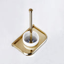 Antique Style Golden Brass Bathroom Toilet Brush Set Holder Brush with Ceramic Cup
