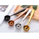Coffee Measuring Stainless Steel Spoon Scoop With Bag Sealing Clip Black