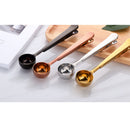 Coffee Measuring Stainless Steel Spoon Scoop With Bag Sealing Clip Black