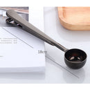 Coffee Measuring Stainless Steel Spoon Scoop With Bag Sealing Clip Black